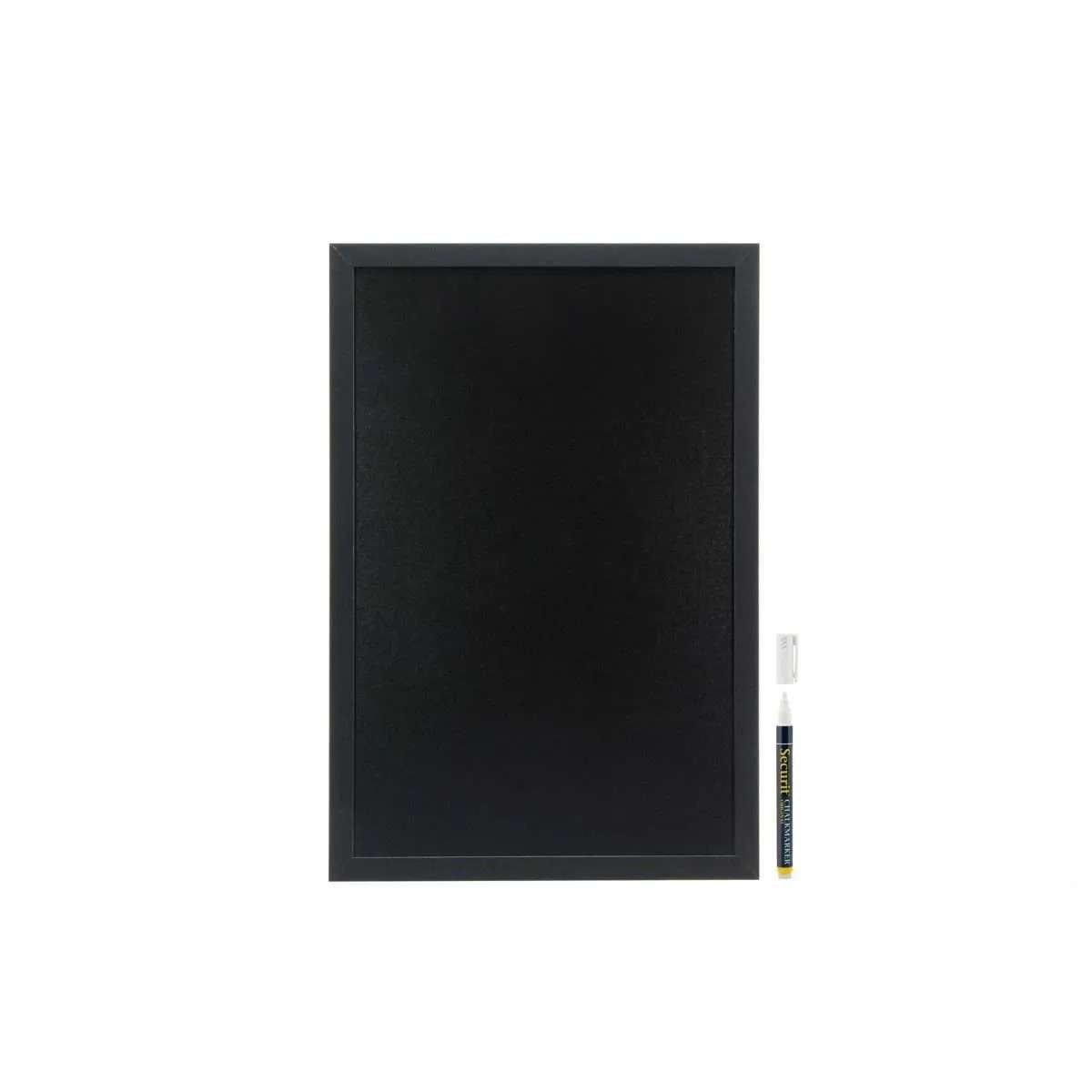 woody – lavagna da parete nera con cornice nera cm 40×60 con 1 pennarello  bianco a gesso liquido inc