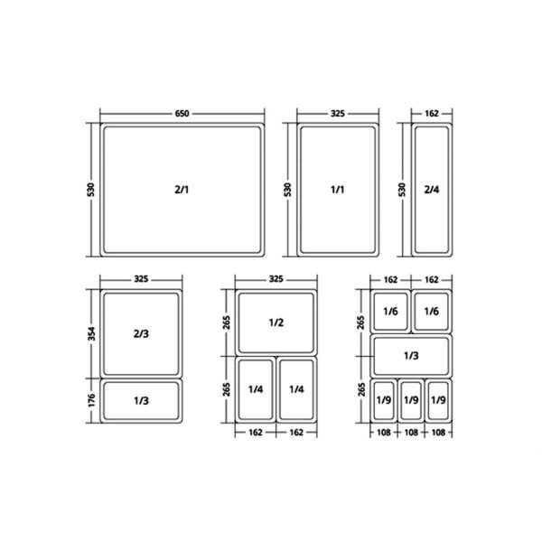 gastronorm polipropilene 1.4-bacinella cm 26x16 h.20  bpp14200
