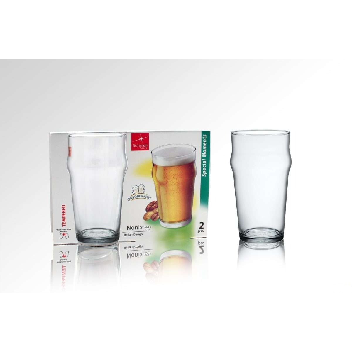 Bormioli Rocco Nonix - British Half Pint Nonic Beer Glasses - Set of 12